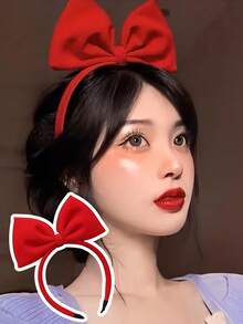 A Great Headband For Young Girls Featuring A Solid Bow, Designed As A Headband. These Handmade Hair Accessories Are Suitable For Both Thick And Thin Hair. Cute And Sweet Fabric Bow Headband For Women - Solid Color Princess Angel Costume Headband For Christmas, Cosplay, Parties - Single Piece, Bow Detail, No Feathers