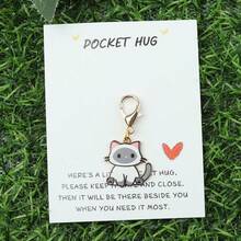 1pc/7pcs Mini Cute Kitten Pendant Keychain Cartoon Cute Cat Image With Love Pocket Card 'Give You A Little Hug' Suitable For Birthday Party, Wedding, Valentine's Day, New Year Party And Other Occasions Bag Accessories Lanyards With Id Holder Car Accessories Bag Charms - Multicolor - View 8