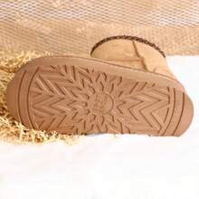 Damen warme und bequeme Schneestiefel mit dicker Sohle, einfache und modische Lässig Stiefeletten, personalisierte Schneestiefel mit dicker Sohle, warme und bequeme Outdoor-Schuhe, Winterflache Schuhe mit dicker Sohle, warme und bequeme Schneestiefel mit dicker Sohle, Damen lässige Slip-On Knöchel Stiefel