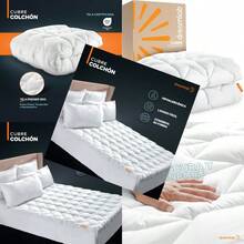 Dreamlab Cubre Colchon de Microfibra Extra Relleno de Microfibras recubiertas en Gel Hipoalergenico Certificado Oekotex100 Tamaño Queen 150cm x 190cm - Blanco - Ver 1