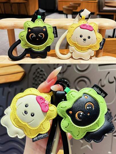 Cute C-Position! Puppy & Kitten PU Leather Keychain, Adorable Animal Shaped Pendant, Must-Have For Sweet Girls, Capturing The Heart Of Young Ladies! Bow Puppy And Big-Eyed Kitten PU Leather Keychain, Fashionable And Adorable Attention-Grabbing Accessory! Cute Puppy And Kitten PU Leather Keychain, Unique Animal Shaped Bag Charm