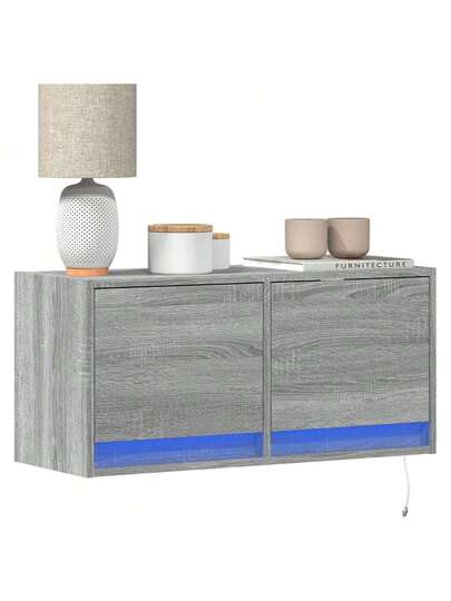 VidaXL TV Wand Unit LED 80x31x35 Cm Grijs Sonoma Oak