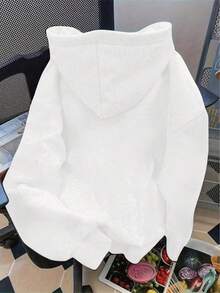 Sudadera hoodie sweatshirt dama mujer gorro capucha manga larga estampado estrellas mezclilla letras azul otoño invierno - Blanco - Ver 2