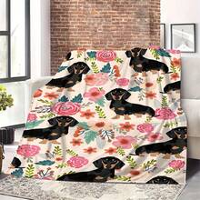 Super Soft Cute Dachshund Prints Flannel Printed 3D Blanket, As Birthday Gifts, Family, Wedding, Souvenir Blankets, Polyester Blankets Suitable For All Seasons, Washable, Machine Washable, Lightweight, Breathable, Comfortable, Warm, Unique, 280gsm For Him, Her Personalized Ideal Gifts For Her, Him, Family, Boyfriend, Girlfriend, Father, Family, Mother, Lover, Daughter, Son, Grandfather, Grandmother, Friend, Classmate, Pet.   Perfect Nap, Camping, Travel, Home, Daily Life, Office Decoration, Birthday, Anniversary, Valentine's Day, Thanksgiving, Christmas, Halloween, Mother's Day, Father's Day, Wedding, New Year Gifts ,Sofa,Bed,Car,Bedroom,Living Room,Office,  Outdoor Camping, Beach,Wall Decoration - Nhiều màu 13 - Xem 3