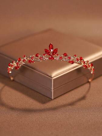 1件装时尚公主皇冠发箍，镶嵌水钻，优雅奢华，是送给女性的理想礼物。皇冠、头饰、头饰、发饰、发圈、头饰、婚礼、伴娘礼物、派对造型、发饰配件。