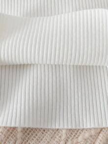 Girls' Turtleneck Long Sleeve Sweater, Casual Pearl Knit Undershirt - White - View 5