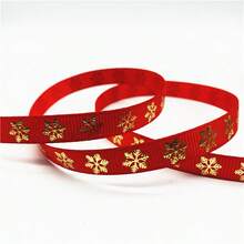 5yards 10mm Christmas Ribbon Printed Christmas Polyester Ribbon For Handmade Design Christmas Decoration Gift Packing