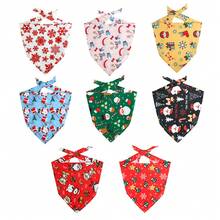 Pet Christmas Drool Bib, Festive Triangular Scarf, Christmas Cartoon Cat & Dog Neck Warmer