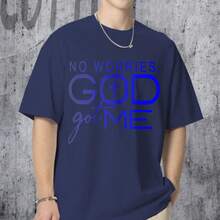 Christian Men's T Shirt No Worries, God Got Me Men's Cool Graphic Tee. Inspirational Design For Faith-Driven Individuals. Perfect For Daily Wear, Offering Comfort And Style. Ideal Gift For Birthdays, Halloween, Or Christmas. Daily Essentials - 藏蓝色 - 查看 2