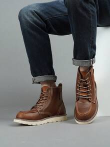 Extra Large Size Men's English Style Formal Vintage Boots, American Short Boots, Outdoor Work Boots, Autumn/Winter