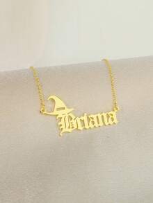 1pc S925 Sterling Silver Custom Gothic Name Necklace With Halloween Motifs - Personalized Jewelry For Friends, Goth Enthusiasts & Self - Perfect For Halloween Parties, Daily Edgy Looks & Festive Gifting Occasions