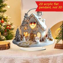 1/2 pièces Décorations de Noël en forme de chalet, Panneau de décoration de bureau en acrylique 2D, Décoration de chambre, salon et maison, à poser sur la table