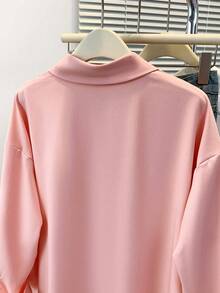 Women's Minimalist Casual Shirt Solid Button Down Long Sleeve Shirt Collar Elegant Top For Spring Fall Winter