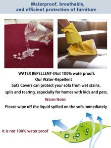 1件装防水玉米绒弹力沙发垫套客厅弹力沙发垫套家居装饰沙发套 - 酒紅 - 查看 9