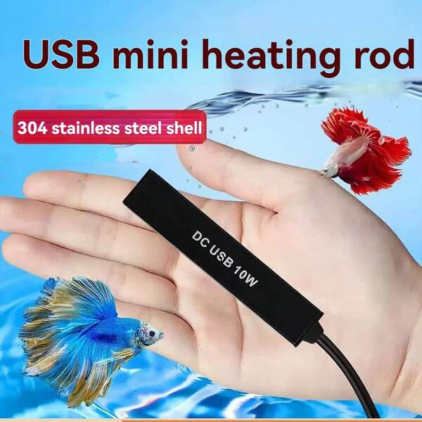 Calentador de acuario alimentado por USB de 10W, calentador compacto para pecera con IPX8 a prueba de agua, bajo voltaje (compatible con USB), calefacción eficiente en energía para peceras pequeñas, nano acuarios, terrarios - sin necesidad de batería, ideal para uso doméstico/oficina, diseño elegante, construcción duradera, calentador a prueba de agua