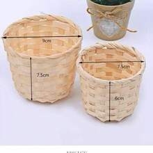 Woven Flower Basket, Small Bamboo Basket, Desktop Organizer Storage Basket, Bamboo Woven Basket, Woven Basket - Khaki - View 4