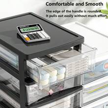 Clear Desktop Storage Box With Drawer & Small Plastic Snap-Lock Box Heightened Table Organizer Office Storage Plastic Storage Cabinet For Stationery Student Desk Accessories Cosmetics, Back To School - Multicolor - View 5