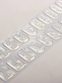 20 Tipps Weihnachts-Themen Semi-gehärtete Gel-Nagelfolien, klare glitzernde Zwiebel-Rosa Schneeflocken mit Dopamin-Perlmuster, Salonqualität, selbstklebende Vollwrap-Nagelkunst, UV-Lampe erforderlich, einfach anzuwenden und zu entfernen, geeignet für Frauen und Mädchen für Weihnachtsfeiern, Dates und DIY-Nagelkunst