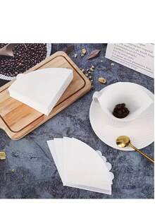 40 片咖啡过滤器，V 型咖啡滤纸，咖啡纸质过滤器，一次性咖啡茶过滤器，适用于手冲咖啡和滴滤咖啡机