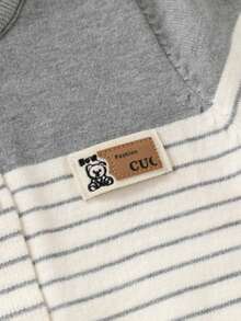 Young Boy Striped Knit Cardigan Sweater, New Autumn Collection - Grey - View 4