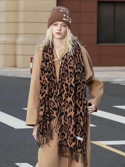 1 szt. Klasyczny, vintage, żakardowy szalik damski z nadrukiem w panterkę, z imitacji kaszmiru, idealny na co dzień, na wyjścia, na uczelnię, na występy, na zewnątrz, na imprezę, jako wszechstronny i elegancki dodatek