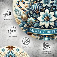 1pc Vintage Blue Christmas Tree Metal Sign - Merry Christmas 2D Printed Wall Art, Farmhouse Decor For Home, Kitchen, Coffee Bar, Indoor/Outdoor Use, Ideal Gift Home Decor Christmas Decorations Room Decor