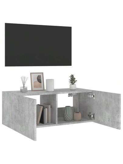 VidaXL TV Wand Unit LED Lighting 80x35x31 Cm Concrete Grijs view 6