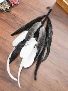 1pc Bohemian Style Colorful Feather Headband, Handmade Feather Hair Accessory For Travel And Photography,Dopamine Carnival Mardi Gras Turban Headband Sweatband, Hairband Fall Winter Hair Band Hair Accessories For Women For Vacation Outfits Woman Elegant Scarf Women Bandanas Soft Headwrap