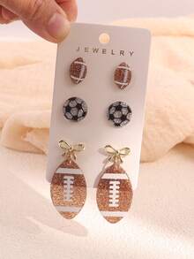 2-6 cercei acrilici cu tematică sportivă - fotbal, rugby, baseball