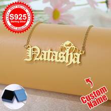 1pc S925 Sterling Silver Custom Gothic Name Necklace With Halloween Motifs - Personalized Jewelry For Friends, Goth Enthusiasts & Self - Perfect For Halloween Parties, Daily Edgy Looks & Festive Gifting Occasions