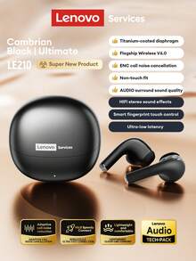 联想 LE210 蓝牙耳机，半入耳式蓝牙 6.0，游戏音乐 HiFi 高品质低延迟 ENC 降噪，智能触控，超长续航，无线耳塞，兼容智能手机、电脑、苹果设备，礼品 - 彩色 - 查看 15
