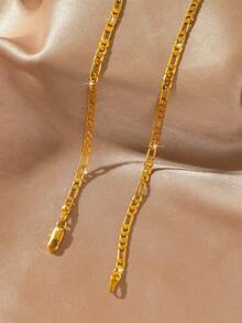 1 件简约百搭镀铜金女士费加罗链项链，珠宝礼物 - 金黃色 - 查看 1