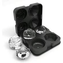 Cube Tray, 2.5inch Cube Molds, 2 Cavity Silicone 2 Ball Maker, Easy Release Large Cube Form Chilling Cocktails, Whiskey, Bourbon Homemade Black - 1 + 黑色 - 查看 5