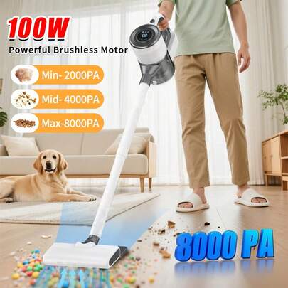 4-In-1 Lightweight Vacuum Cleaner Combo Set - 8000PA Powerful Cordless Vacuum Cleaner With 40,000RPM High-Speed Motor And Durable Battery, Suitable For Yard, Living Room, Kitchen, Sofa And Car | Professional Strong Suction, Includes Crevice Tool And Pet Hair Removal