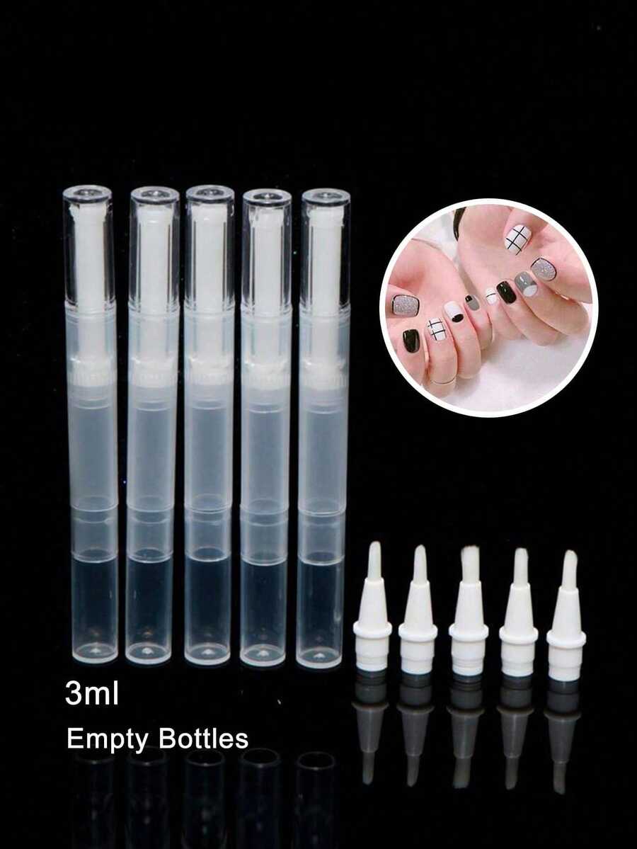 أقلام شفافة قابلة للتدوير 3مل، أقلام فارغة لزيت الأظافر مع فرشاة، حاويات لمستحضرات التجميل كالبلسم والسائل المعزز لنمو الرموش