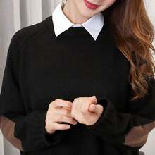 Ladies Removable Striped Shirt Collar, Pointed Fake Collar With Modest Decoration, Casual Polyester Knitted Accessories, Suitable For Spring, Autumn And Winter - 白色 - 查看 9
