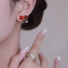 A Pair Of Tulip Earrings For Couples,  For Sensitive Skin, Anniversary Gift, Couple Symbol Set