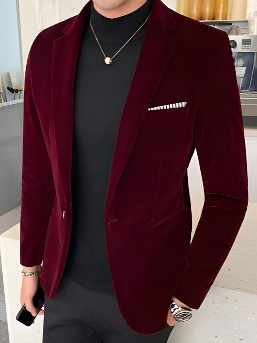 Autumn And Winter Golden Velvet Suit Jacket, High-Quality Slim Fit Suit Jacket, Fashionable And Casual Men's Groom And Singer, Hosting Performances