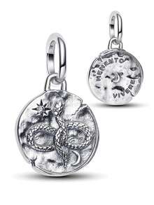 1pc Fashionable Charm Electroplated Silver Beaded Pendant, Versatile For DIY Bracelet, Necklace, Gift - Silver - View 4