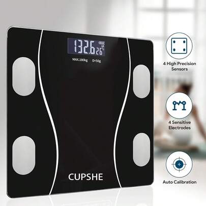 High-Precision Bathroom Scale, Electronic Scale, LED Display (Adjustable Between KG And Scale), Battery-Free, Ultra-Wide Platform, Tempered Glass Material, Suitable For Gyms And University Dormitories