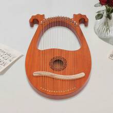 Harpe, harpe à 16 cordes avec finition en bois naturel, motif floral de style vintage européen, harpe à main, adaptée aux débutants et aux mélomanes, idéale comme cadeau. - couleur bois - Voir 3