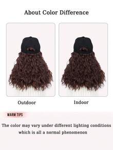 女士假发 12 英寸短波浪棒球帽假发，带卷发/直发接发，假发合成波浪可调节棕黑色棒球帽假发 - 彩色 - 查看 9