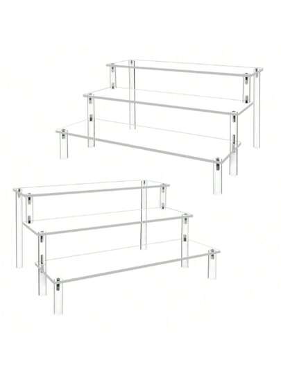 1pc Acrylic Ladder Display Stand, 3-Tier Trapezoidal Display Stand, Home Storage Display Stand Jewelry Cosmetics Display Stand, Multi-Layer Organizer Transparent Display Stand Cake Stand Perfume Rack