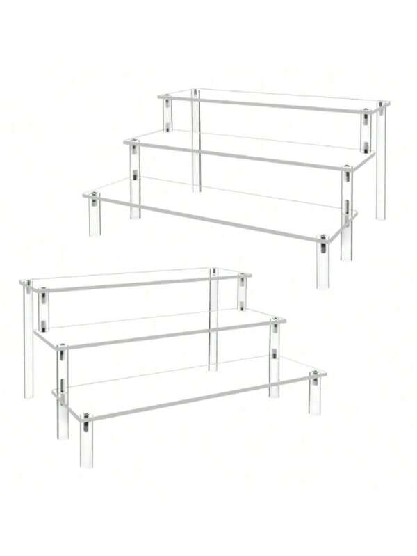 1pc Acrylic Ladder Display Stand, 3-Tier Trapezoidal Display Stand, Home Storage Display Stand Jewelry Cosmetics Display Stand, Multi-Layer Organizer Transparent Display Stand Cake Stand Perfume Rack