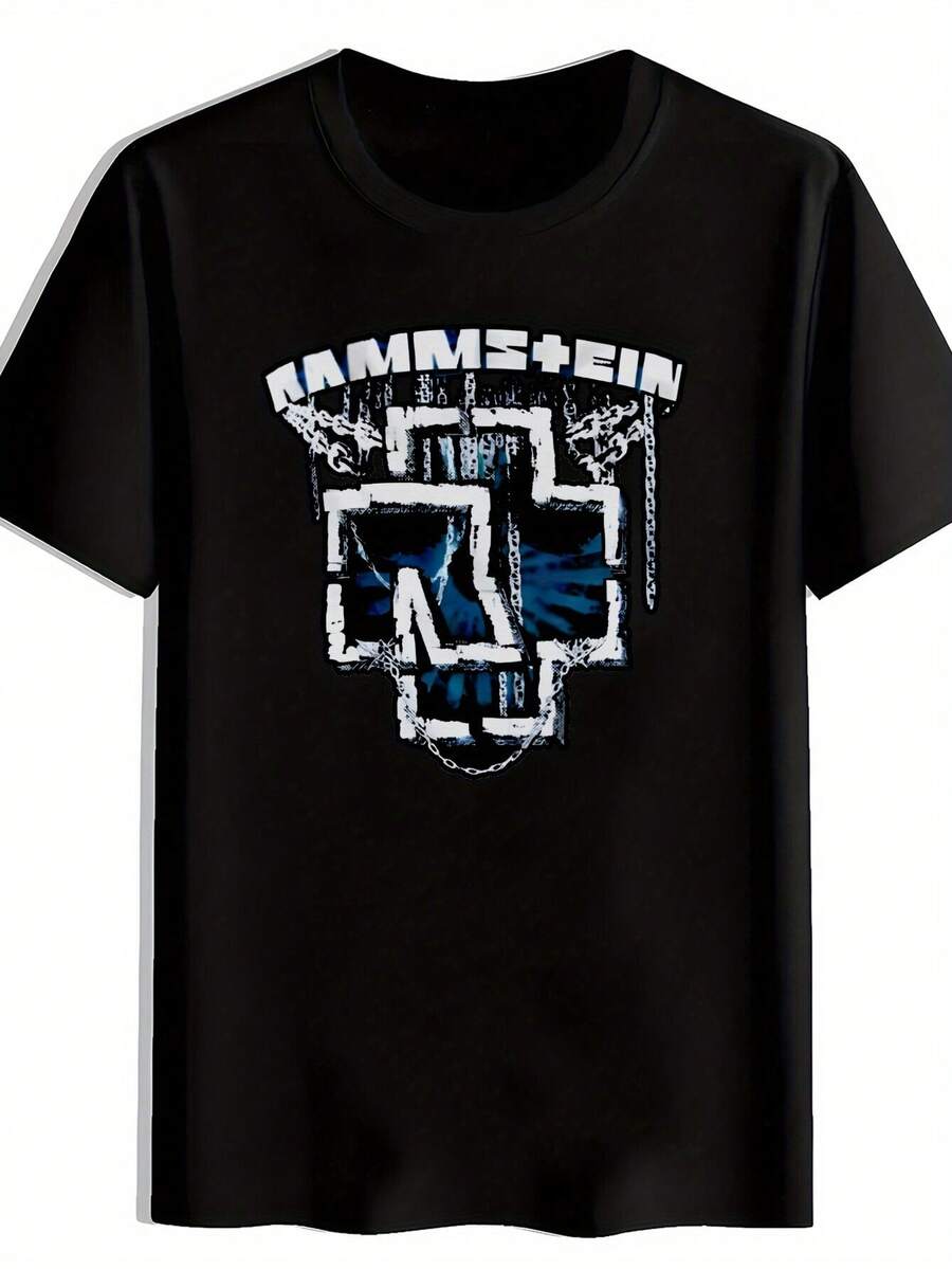 Man Men Black Rammstein Graphic T-Shirt Casual Crew Neck Short Sleeve Summer Top With Band Logo Design Ideal For Concerts Festivals And Casual Attire Festive Attire Band Logo Shirt Comfortable Fit Rock Concert Clothing Men Size S-3XL - màu đen - Xem 1