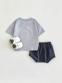 新生兒男女彩虹拼布T恤和短褲夏季休閒2件套裝