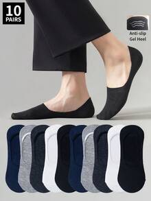 1/10 Pair Plus Size Men's Non-Slip Invisible Socks, Suitable For Daily Wear Or Sports