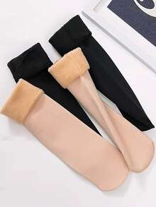 4/10 pares de calcetines gruesos y cálidos unisex, calcetines de invierno unisex de media caña forrados de lana, calcetines cálidos de unicolor unisex para hombres y mujeres. Hechos de material cómodo, lavables a máquina, adecuados para diversas ocasiones.
