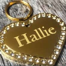 Personalized Heart-Shaped Pet ID Tag, Zinc Alloy Material With Rhinestones And Bell, Dog And Cat Collar Pendant, Engraved Pet Name And Contact Info, Accessory To Prevent Pet Loss, Ideal Pet Gift