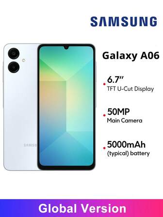 Samsung Galaxy A06 4G Smartphone Global Version 6.7 Inch Large HD+ Display 50MP Triple Camera 5000mAh Long-Lasting Battery Side Fingerprint Unlock USB Type-C *No Charger